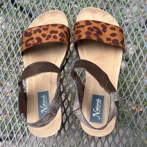 Natural Reflections Brown Leopard Sandals